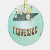 staatskaart van Tennessee - Turquoise Blue Keramisch Ornament (Links)
