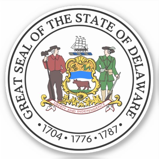Staatszegel van Delaware Sticker (Voorkant)