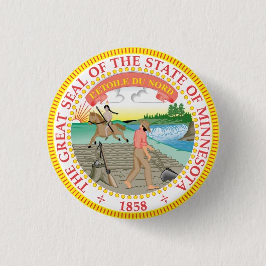 Staatszegel van Minnesota Ronde Button 3,2 Cm (Voorkant)