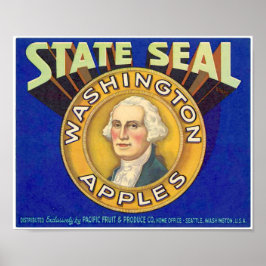 Staatszegel Washington Appels Seattle Fruit Poster