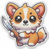 Stabbility : Autocollant vinyle Kawaii Corgi (Devant)