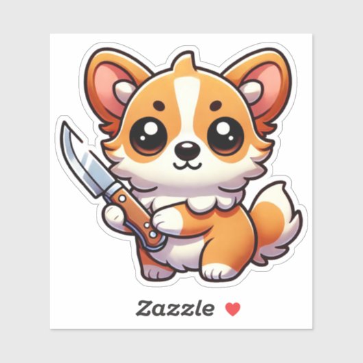 Stabbility : Autocollant vinyle Kawaii Corgi (Feuille)