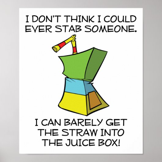 Stabbing Juice Boxes Funny Poster (Voorkant)