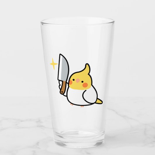 Stabby Cockatiel (Lutino) Glass Cup Glas (Voorkant)