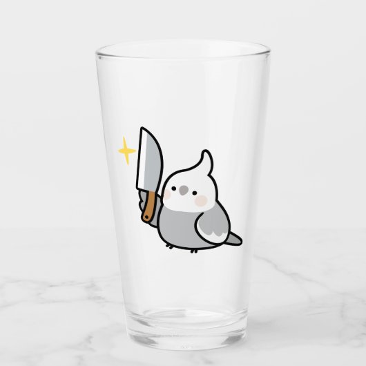 Stabby Cockatiel (Whitefaced) Glass Cup Glas (Voorkant)