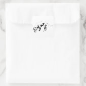 Stabiele neus naar de grond vierkante sticker (Tas)