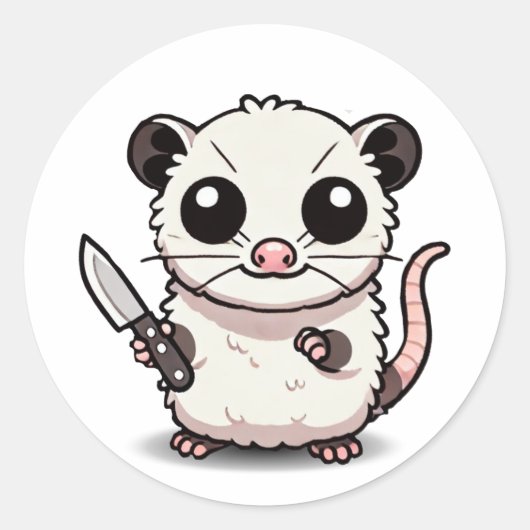 Stabiliteit: de Kawaii Possum Ronde Sticker (Voorkant)
