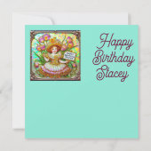 STACEY ~ Carte d'anniversaire ~ Douce Fille aux Fl (Dos)