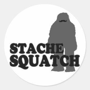 Stache Squatch Ronde Sticker