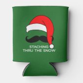 Staching Door de sneeuw grappige kerst Blikjeskoeler (Voorkant)