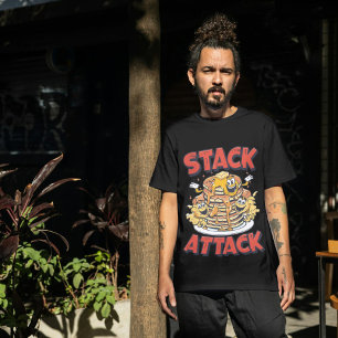 Stack Attack Pannenkoeken Retro Diner Ontbijt T-shirt
