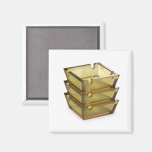 Stack met glazen asbakken magneet (Voorkant / Achterkant)