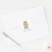 Stack of Books Library Bookplate Vierkante Sticker (Envelop)
