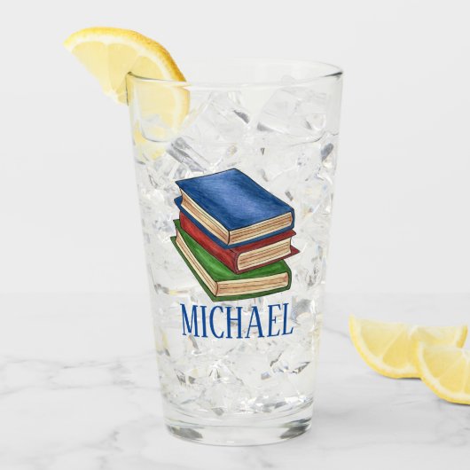 Stack of Books Library Reading Bibliophile Teacher Glas (Voorkant ijs)