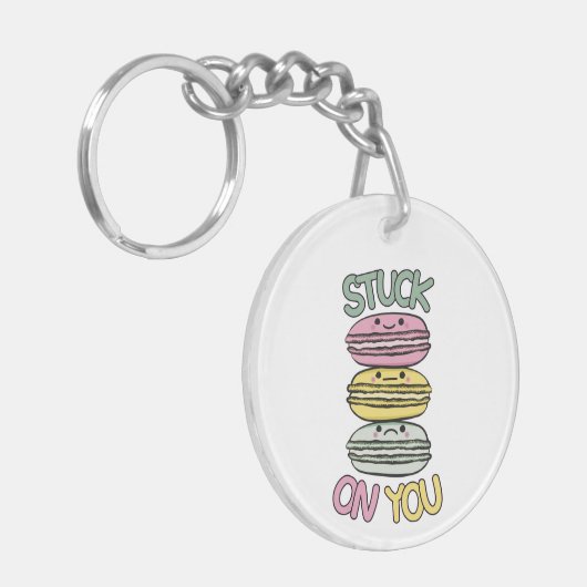 Stack of Cute Kawaii Macarons Sleutelhanger (Voorkant Links)