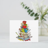 Stack of Dirty Dishes Cartoon Briefkaart (Staand voorkant)