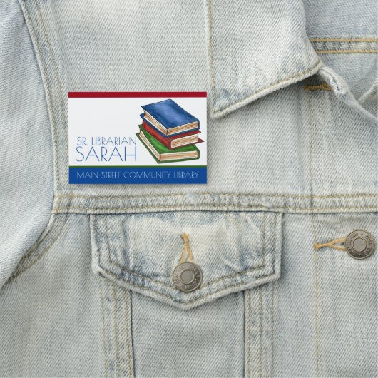 Stack of Library Books Librarian Teacher Tutor Naamplaatje (In situ)