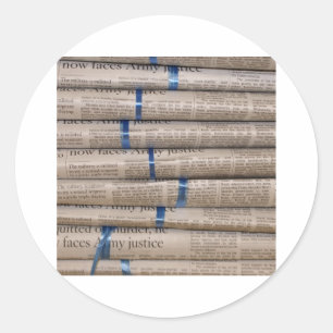 Stack of Newspapers Current Events Art Ronde Sticker