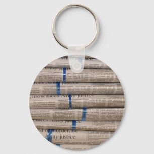 Stack of Newspapers Current Events Art Sleutelhanger