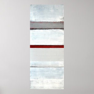 'Stacked' Grey and Red Abstract Art Poster Print