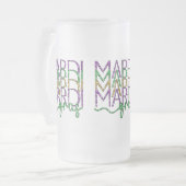 Stacked Mardi Gras Design Frosted Glass Mug (Devant gauche)