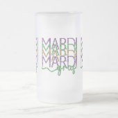 Stacked Mardi Gras Design Frosted Glass Mug (Centre)