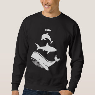 Stacked Sea Animals Whale Shark Dolphin Fish Silho Trui