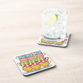 Stacked Teacups Teatime Illustration Bier Onderzetter (Rechterzijde)