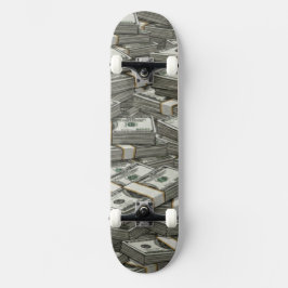 Stacks Of American Hundred Dollar Bills Cash Money Skateboard