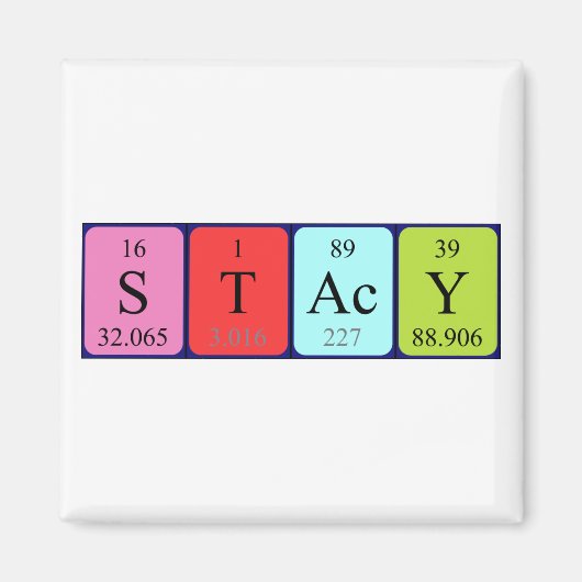 Stacy Periodieke Naam Magnet Magneet (Voorkant)