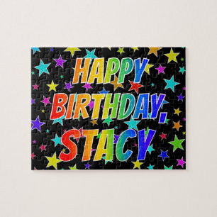 "STACY" Voornaam, geun "HAPPY BIRTHDAY" Legpuzzel