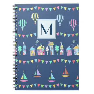 Stad aan Zee Zeilboten en Vlaggetjes Monogram Notitieboek