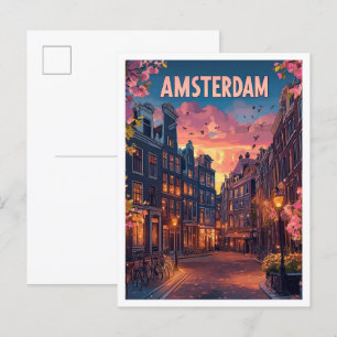 Stad Amsterdam Nederland Vintage Reizen Briefkaart