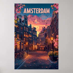 Stad Amsterdam Nederland Vintage Reizen Poster