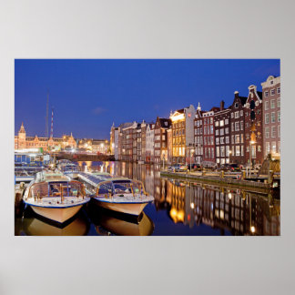 Stad Amsterdam van Night Poster