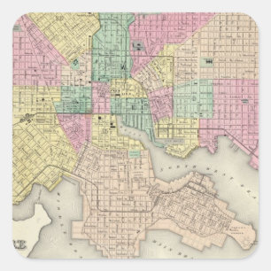 Stad Baltimore Maryland Vierkante Sticker