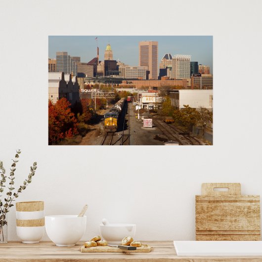 Stad Baltimore met trein Poster (Keuken)