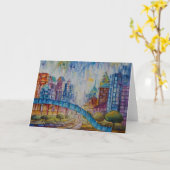 Stad bij Peace Wenskaart Kaart (Gele Bloem)