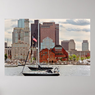 Stad - Boston Ma - Wandelpromenade skyline Poster