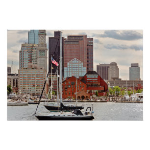 Stad - Boston Ma - Wandelroute langs de haven skyl Perfect Poster