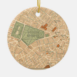 Stad Boston Vintage Kaart Keramisch Ornament