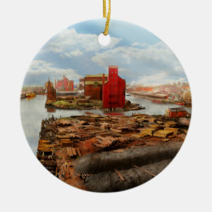 Stad - Buffalo NY - Kreken en Liften 1900 Keramisch Ornament
