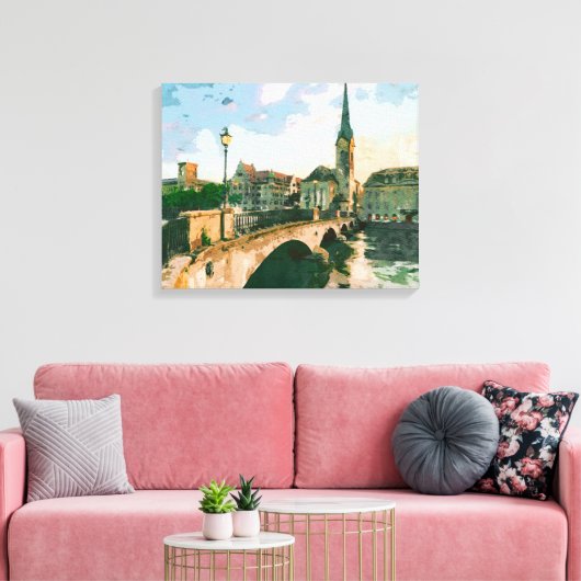 Stad Canvas Afdruk (Insitu (Woonkamer))