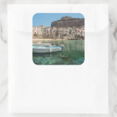 stad Cefalu op Sicilië Vierkante Sticker (Tas)