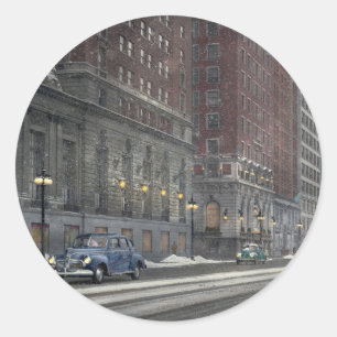 Stad - Chicago, IL - Winter in Chicago 1942 Ronde Sticker