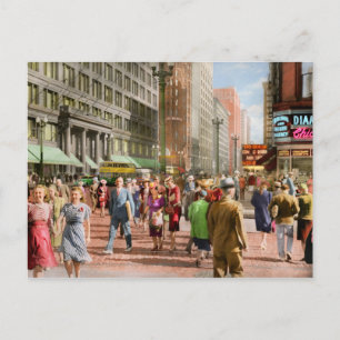 Stad - Chicago - Shopping Crowds 1940 Briefkaart