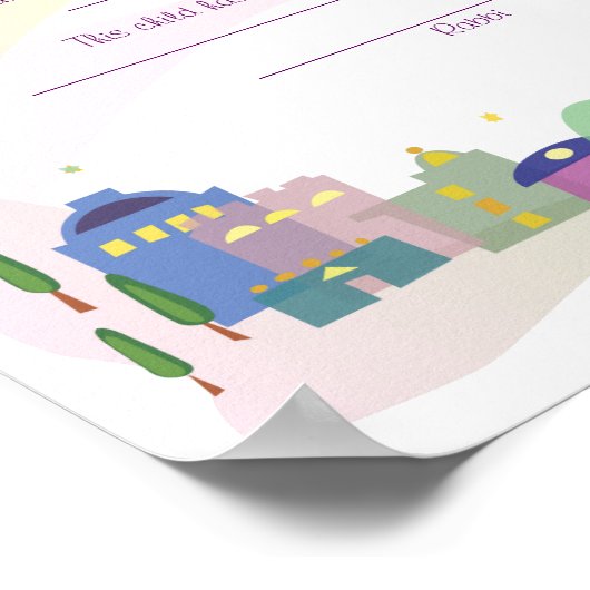 Stad David Jewish Baby Naming Birth Certificate Poster (Hoek)