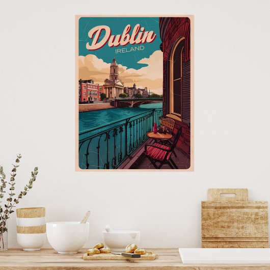 stad Dublin, Ierland republiek reisgeschenken Poster (Keuken)