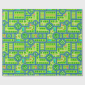 Stad en wegen cadeaupapier (Vlak)