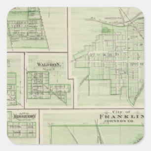 Stad Franklin, Johnson Co. met Shelbyville Vierkante Sticker